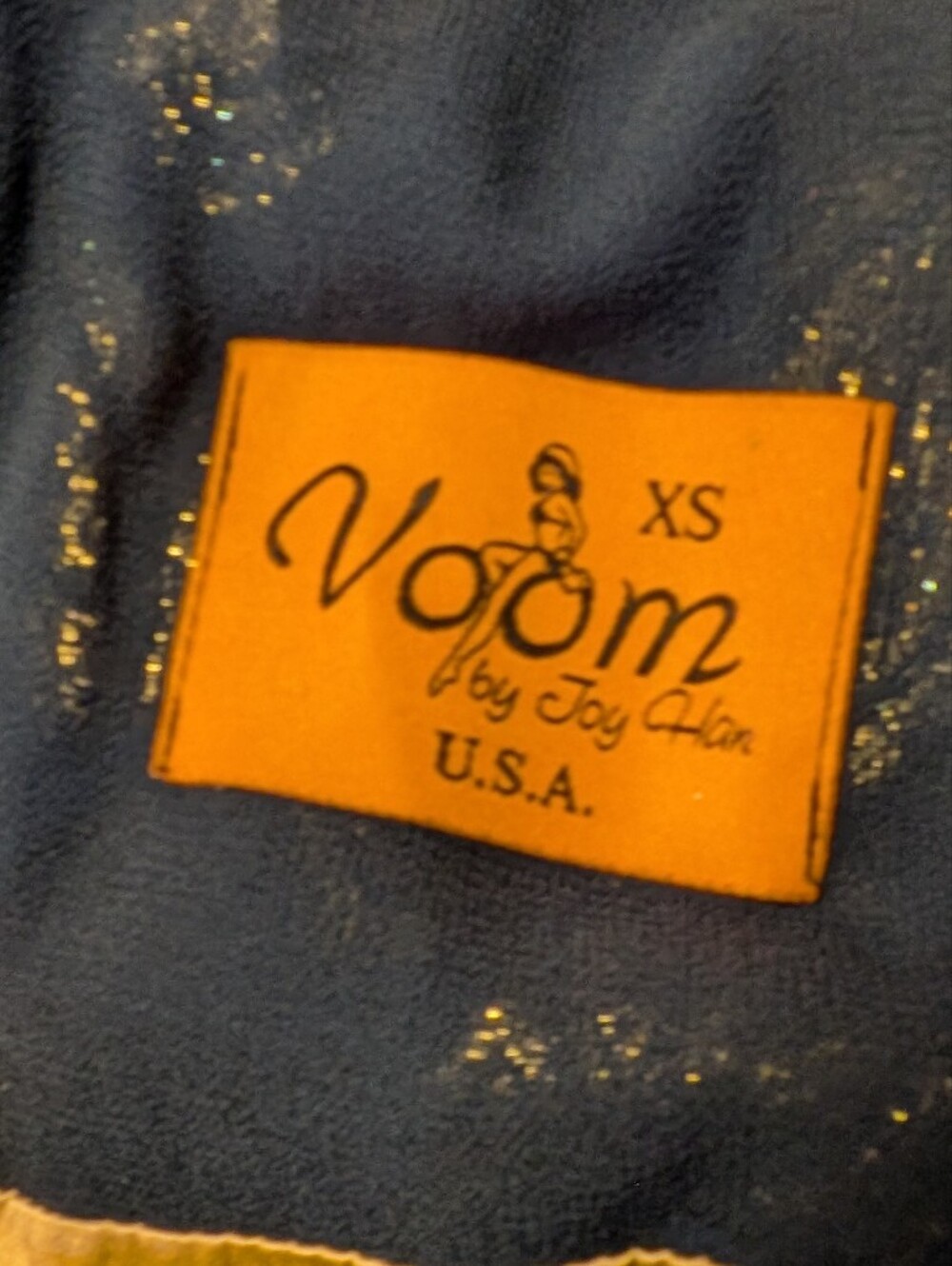 Voom Dark Blue Silk One Shoulder Dress With Metallic Gold Paisley Size Xs - Picture 9 of 11